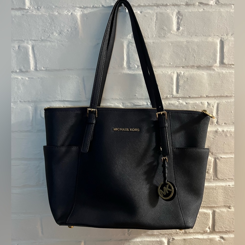Michael Kors navy handbag with duster